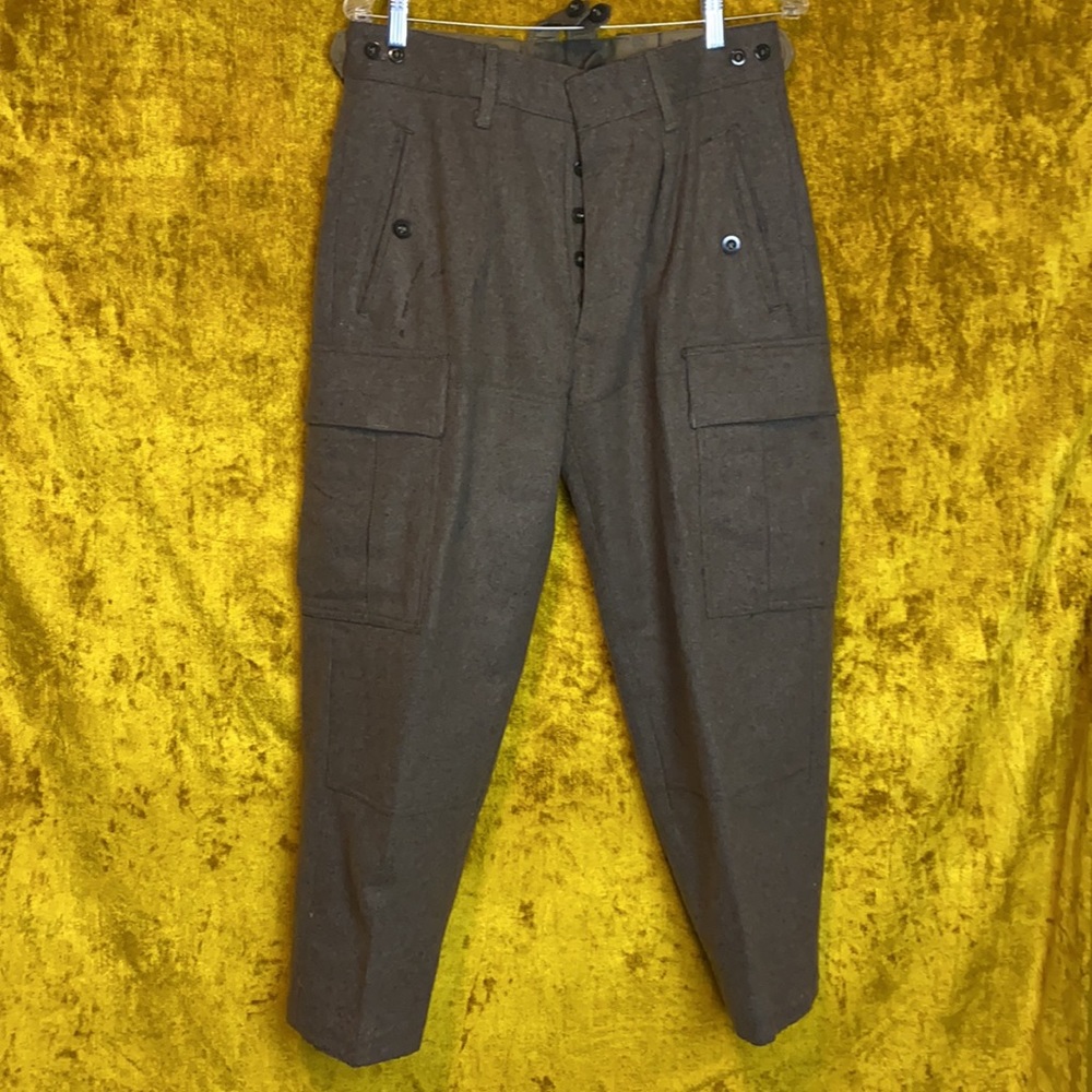 German Vintage Wool Army Green Cargo Trouser Pants sz 32